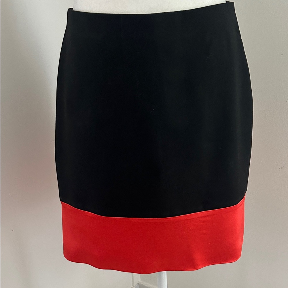 Ann Taylor Black Skirt with Orange Satin Trim Sz 4p